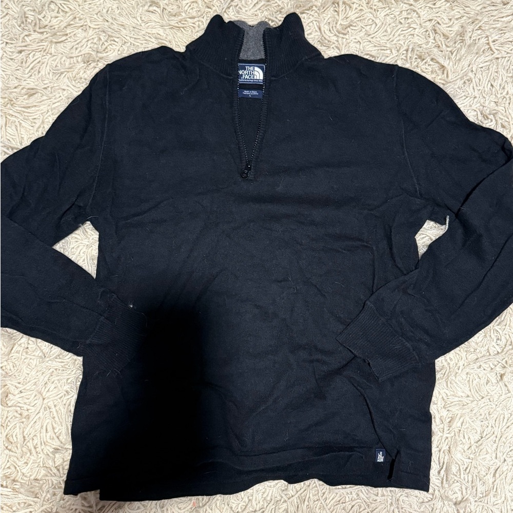 The North Face Black Cotton/Wool 1/4 zipper Sweater